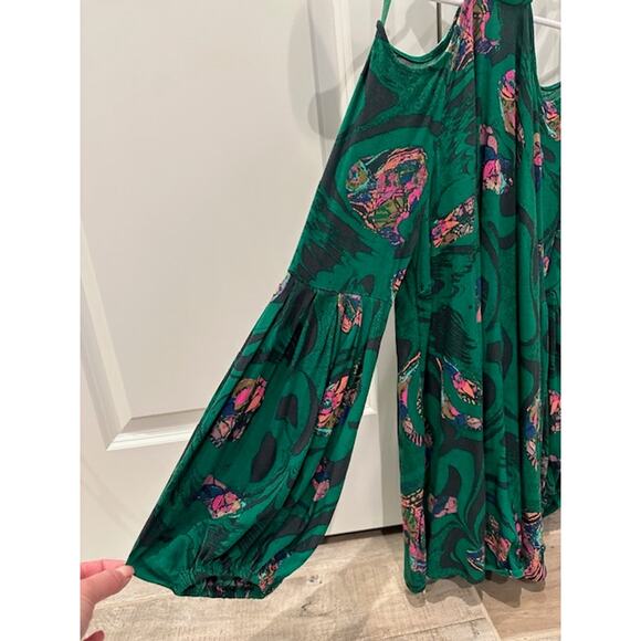 Free People Drift Away Cold Shoulder Tunic /  Mini Dress Size: S Color: Green - Picture 8 of 9